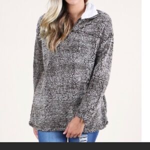 Altar'd State Gray Sherpa Wubby Half-Zip Size M